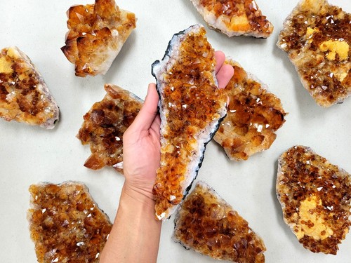 Citrine crystal druze clusters - citrine,